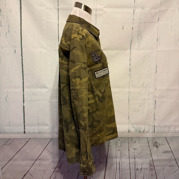 Zara Trafaluac Camo Military Long Sleeve Shirt with Patches and Snaps Up New - Picture 4 of 13